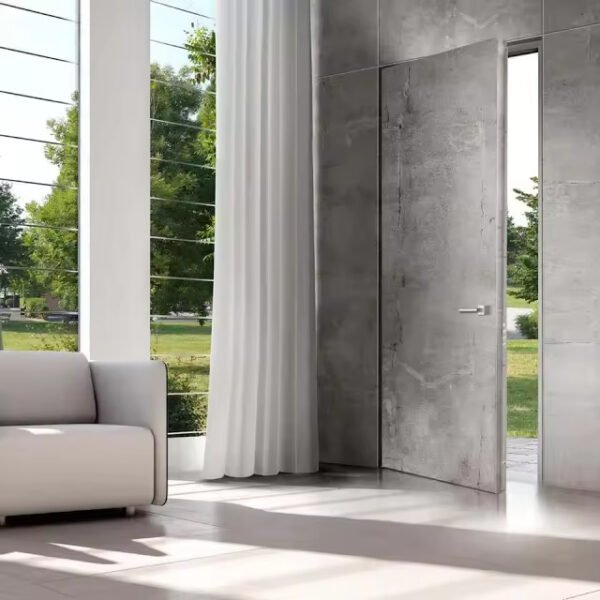 Custom wooden hidden room door with an invisible design