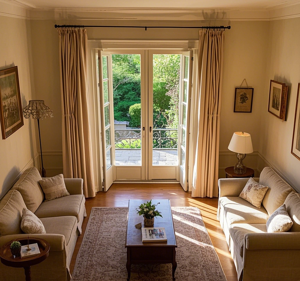 Stylish double French doors enhancing natural light and space.
