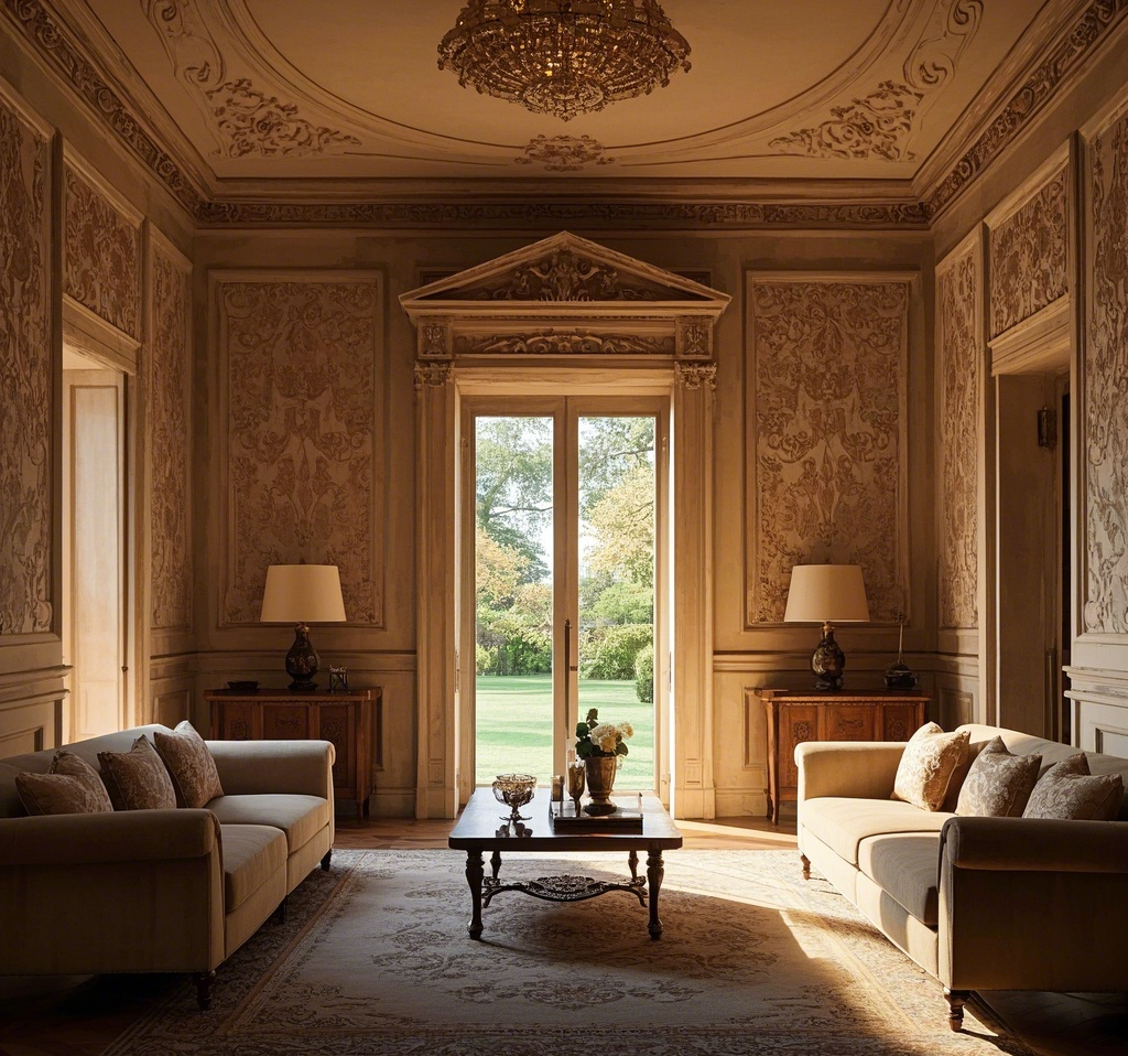 Elegant French doors with glass panels for a bright, open feel.