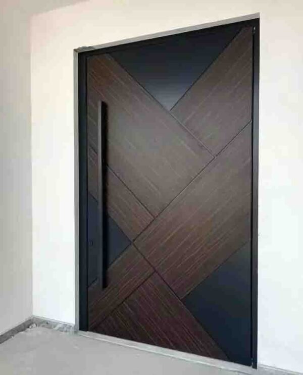 Close-up of wooden gate door craftsmanship and texture
