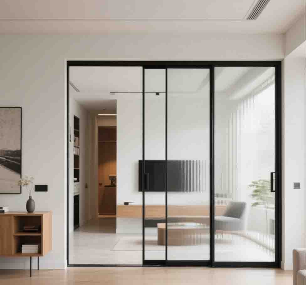 Sliding doors creating a seamless indoor-outdoor living space