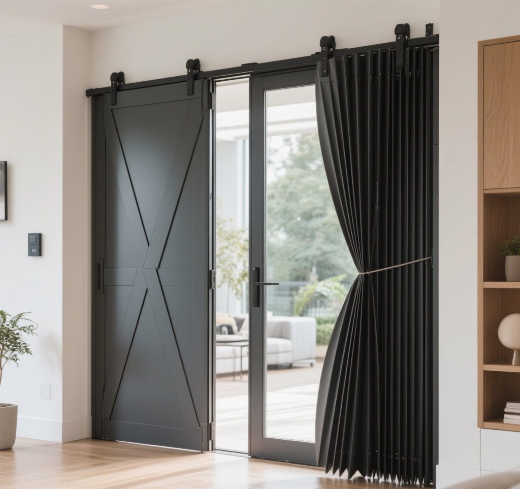 Folding door with large opening for an open-plan layout