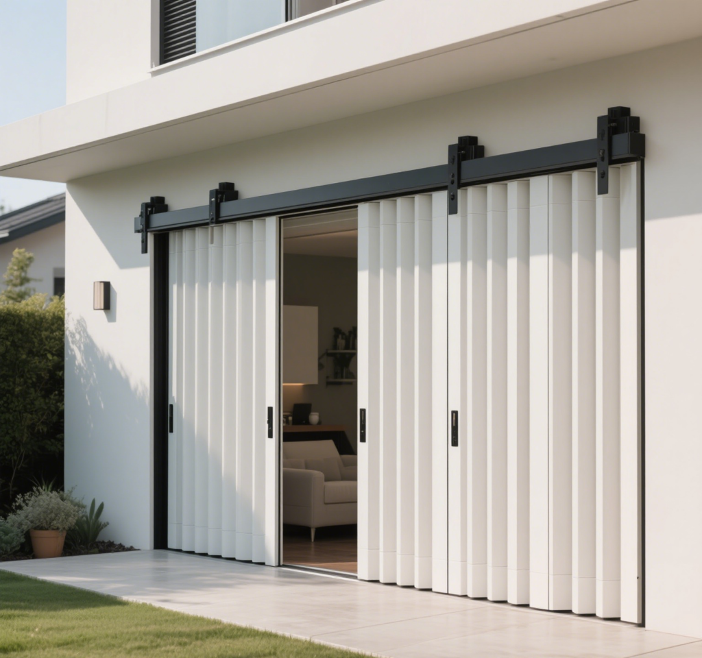 Multi-panel folding door providing flexibility and wider access