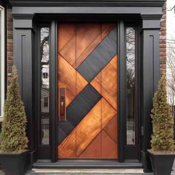 Luxury house entrance with custom pivot 3D door