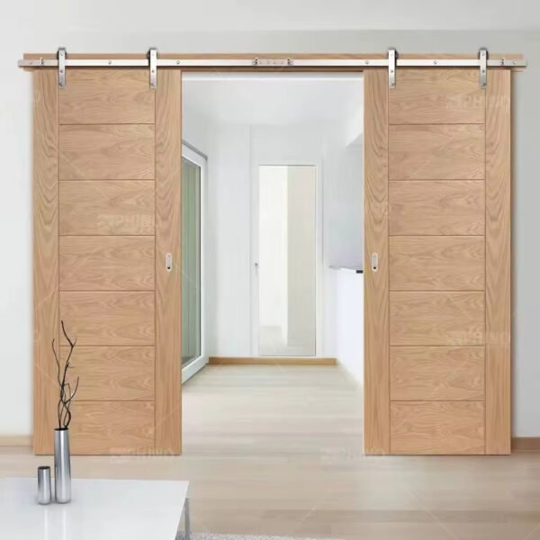 Interior application of bi-folding barn door in home or office