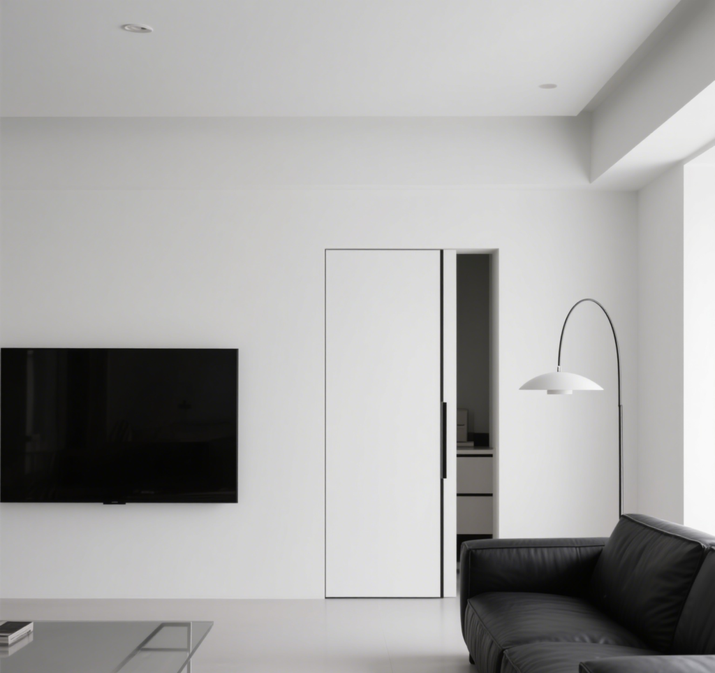 Invisible door design in modern living room