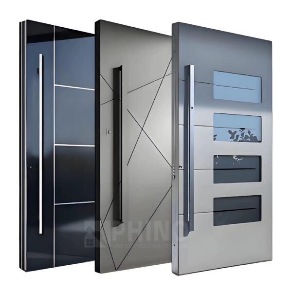 Modern 3D carved wooden entrance door front view