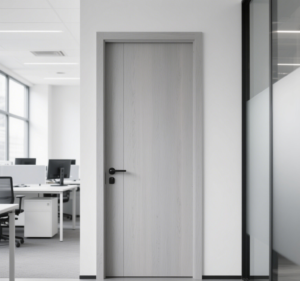 Internal structure of a wood composite door with solid wood frame