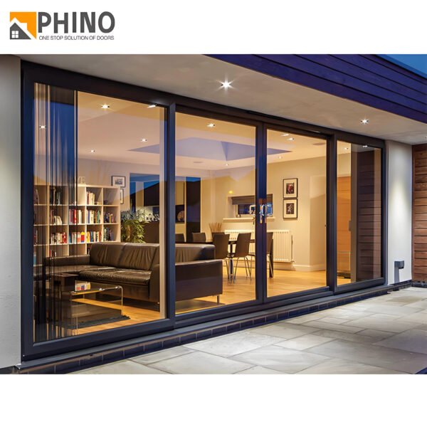 6-panel aluminum door fully opened to show layout