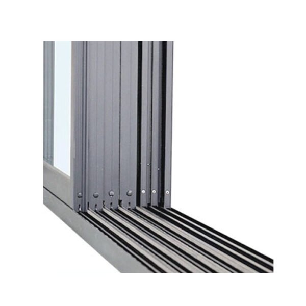 Sliding glass door in motion showing smooth glide mechanism