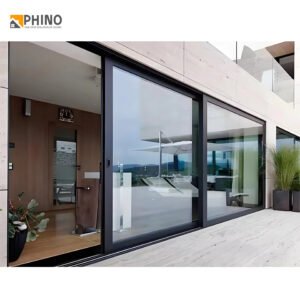 Large view 6-panel aluminum sliding door front view