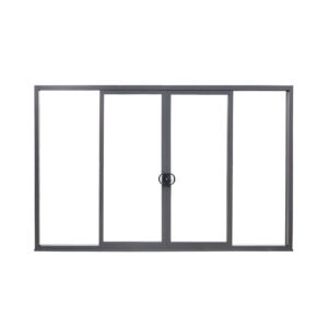 Sliding door connecting living room to patio area