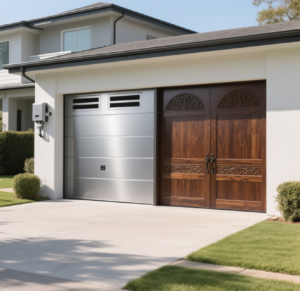 Modern design steel garage door with insulated panels
