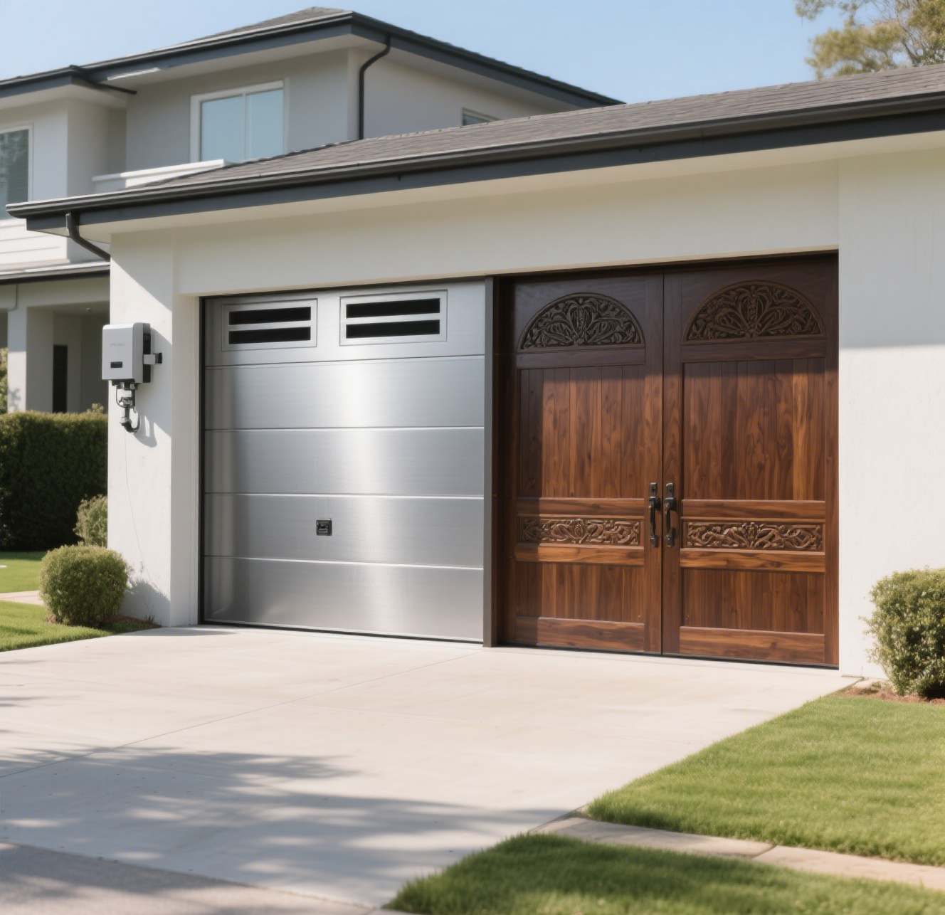 Modern design steel garage door with insulated panels