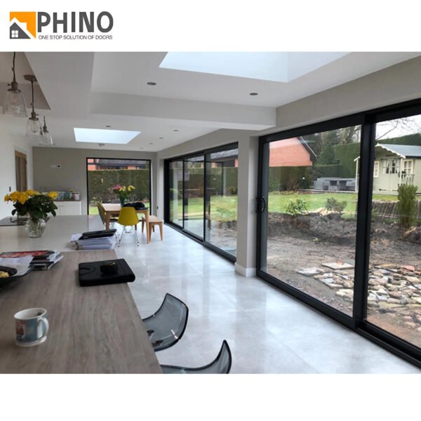 Aluminum sliding door installed at villa exterior