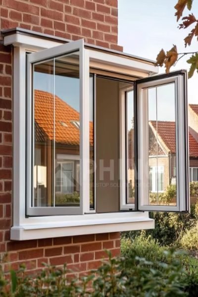 Exterior installation of soundproof aluminum double doors